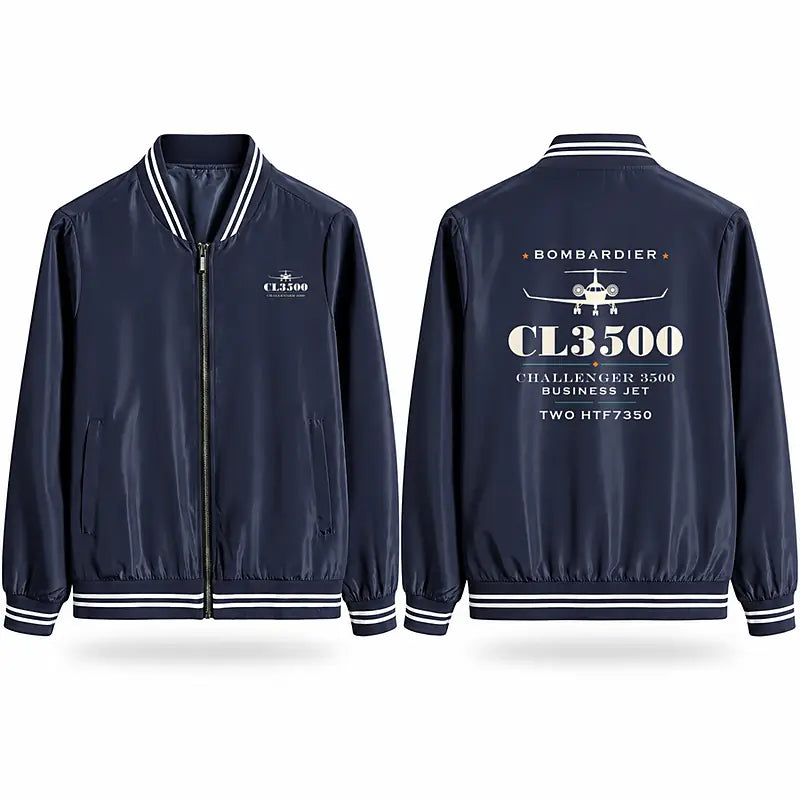 Bombardier Challenger 3500 Stylish Jackets - Baseball Collar - Heritage - Navy Blue