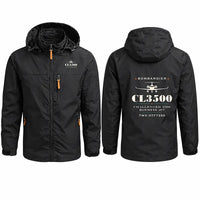 Thumbnail for Bombardier Challenger 3500 Stylish Jackets - Hooded Windbreaker - Heritage - Black