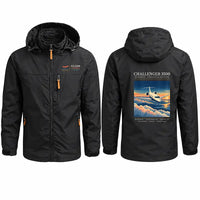 Thumbnail for Bombardier Challenger 3500 Stylish Jackets - Hooded Windbreaker - Poster - Black