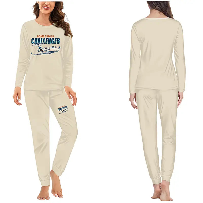 Bombardier Challenger 3500 - Women Pajamas - Cartoon Chest - Beige