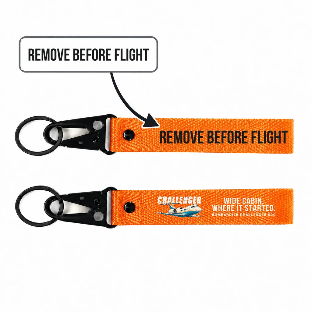Bombardier Challenger 600 Hawk-Shaped Key Chains - Orange - Cartoon - Remove Before Flight