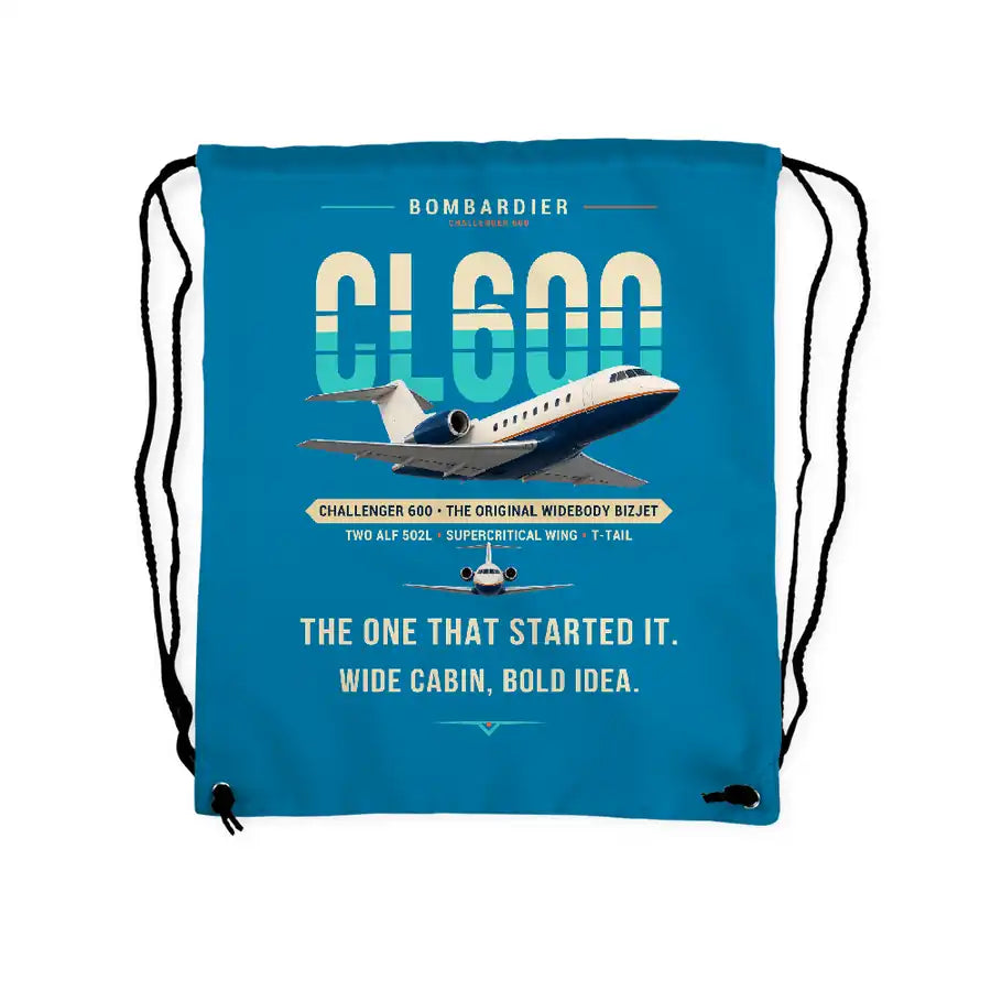 Bombardier Challenger 600 - Drawstring Bag - Original - Light Blue