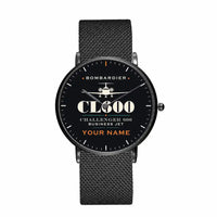 Thumbnail for Bombardier Challenger 600 - Heritage + Name - Slim Mesh - Black and Stainless Steel Strap