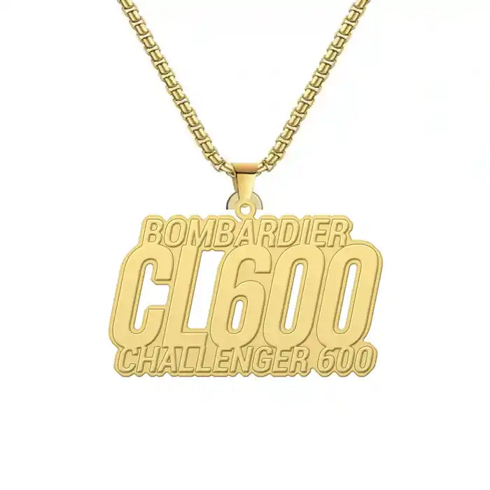 Bombardier Challenger 600 - Hollow Necklace - Tag - Gold