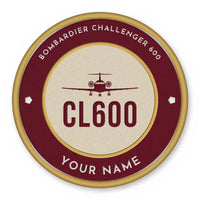 Thumbnail for Bombardier Challenger 600 Patches - Circle + Name - Burgundy Cream