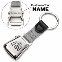 Thumbnail for Bombardier Challenger 600 - Seat Belt Key Chain - Heritage + Name - Gray