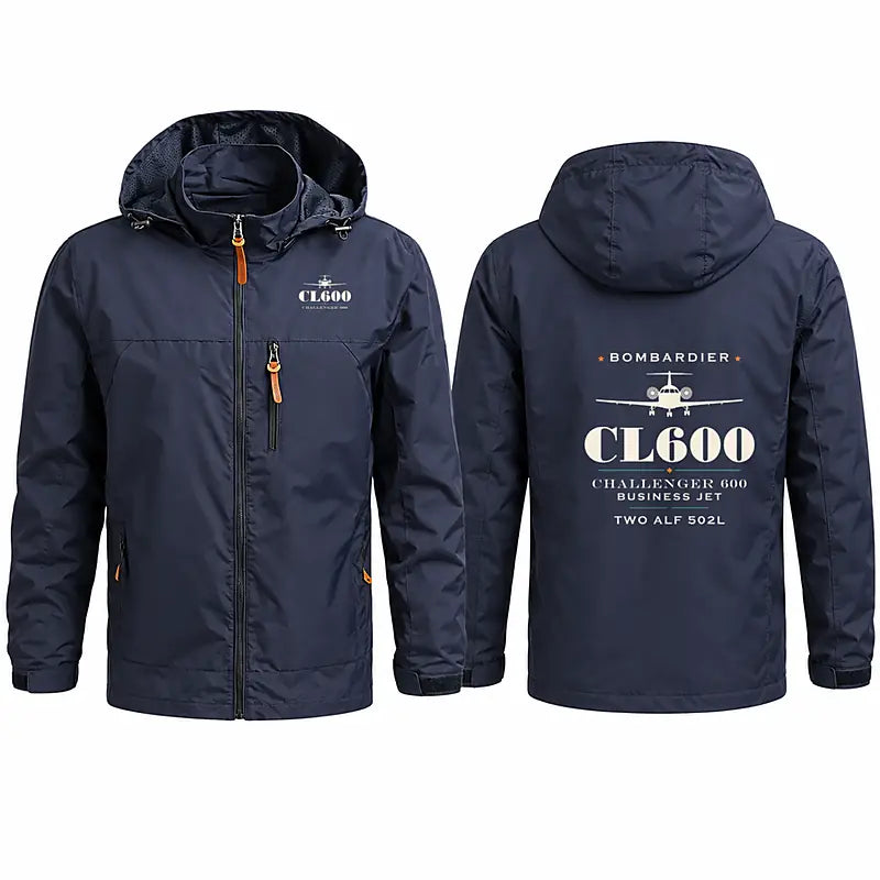 Bombardier Challenger 600 Stylish Jackets - Hooded Windbreaker - Heritage - Navy Blue
