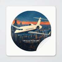 Thumbnail for Bombardier Challenger 601 - 3D + Name - Circle Sticker - Peel