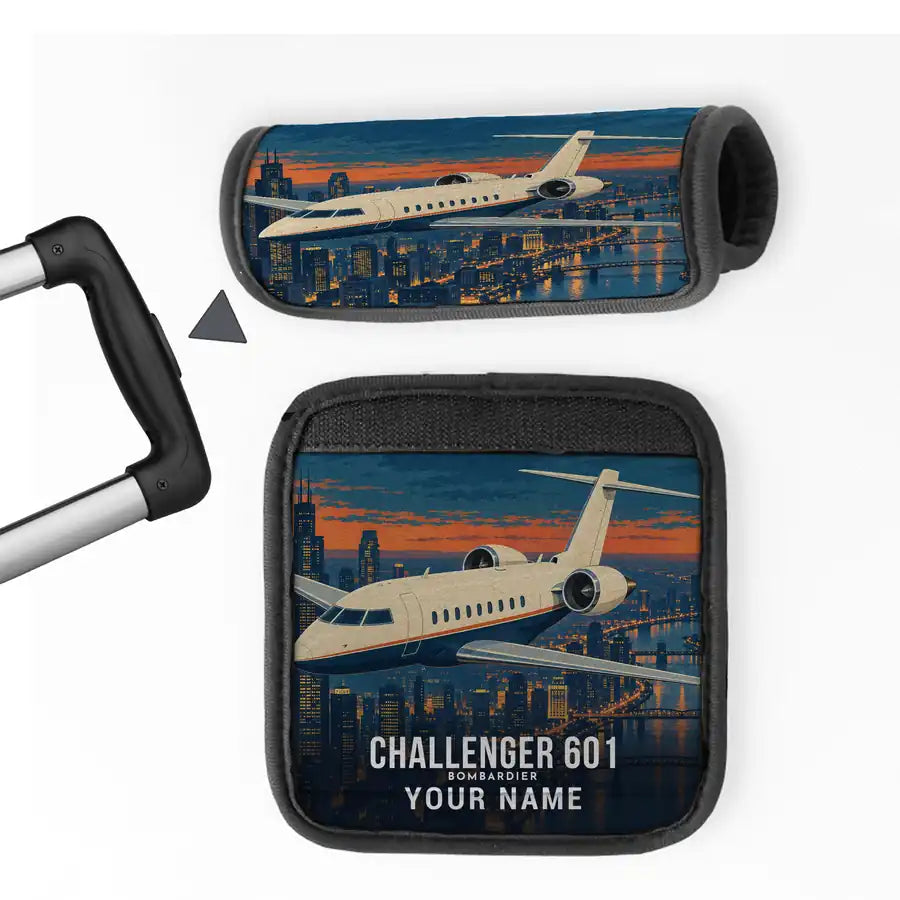Bombardier Challenger 601 - 3D + Name - Luggage Handle Cover - Full Print