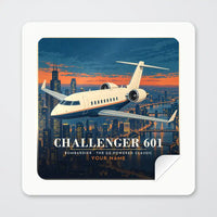 Thumbnail for Bombardier Challenger 601 - 3D + Name - Square Sticker - Peel