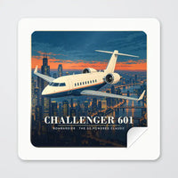 Thumbnail for Bombardier Challenger 601 - 3D - Square Sticker - Peel