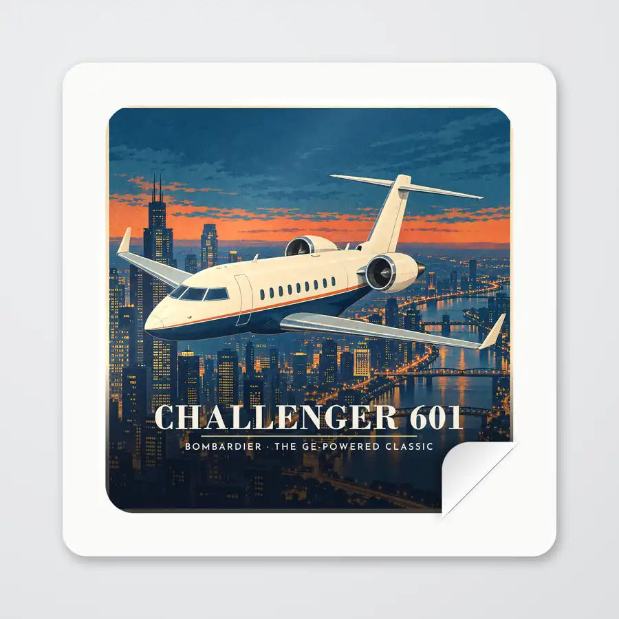 Bombardier Challenger 601 - 3D - Square Sticker - Peel