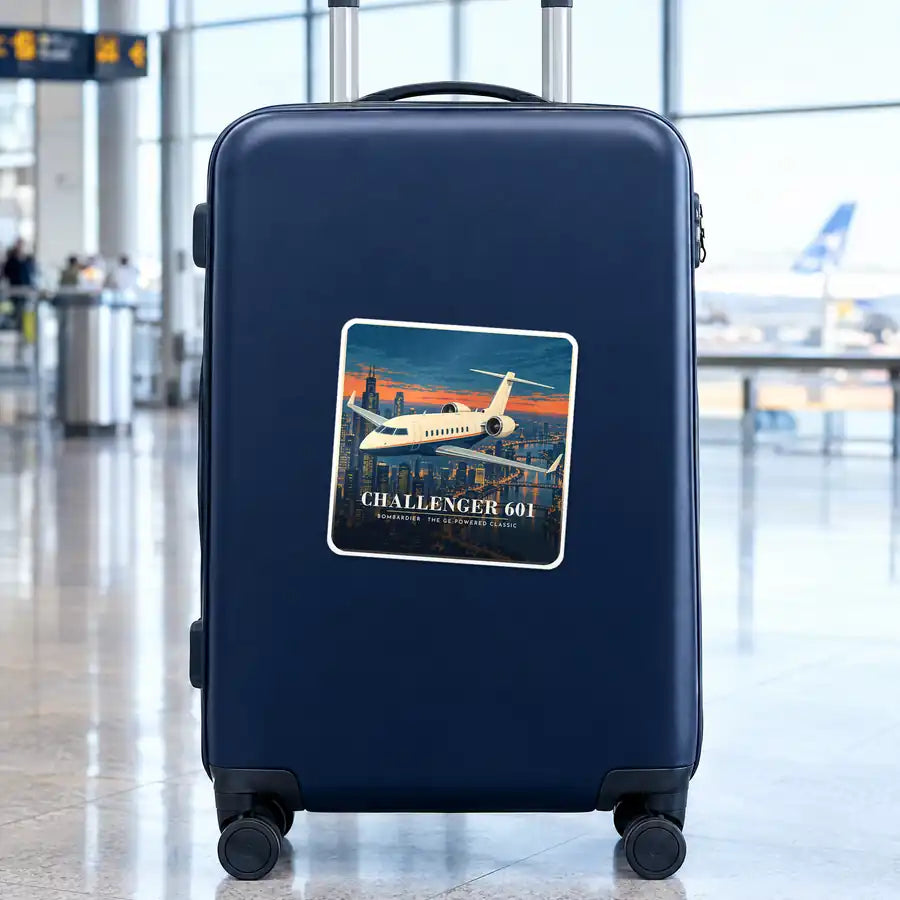 Bombardier Challenger 601 - 3D - Square Sticker - Suitcase