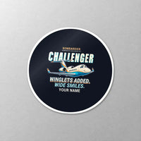 Thumbnail for Bombardier Challenger 601 - Cartoon + Name - Circle Sticker - Close-up