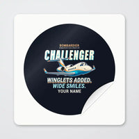 Thumbnail for Bombardier Challenger 601 - Cartoon + Name - Circle Sticker - Peel