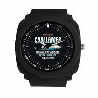 Thumbnail for Bombardier Challenger 601 - Cartoon + Name - Rubber Strap - Black