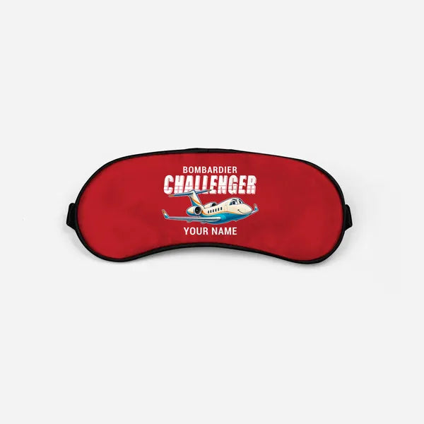 Bombardier Challenger 601 - Cartoon + Name - Sleep Mask - Red