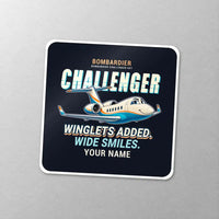 Thumbnail for Bombardier Challenger 601 - Cartoon + Name - Square Sticker - Close-up
