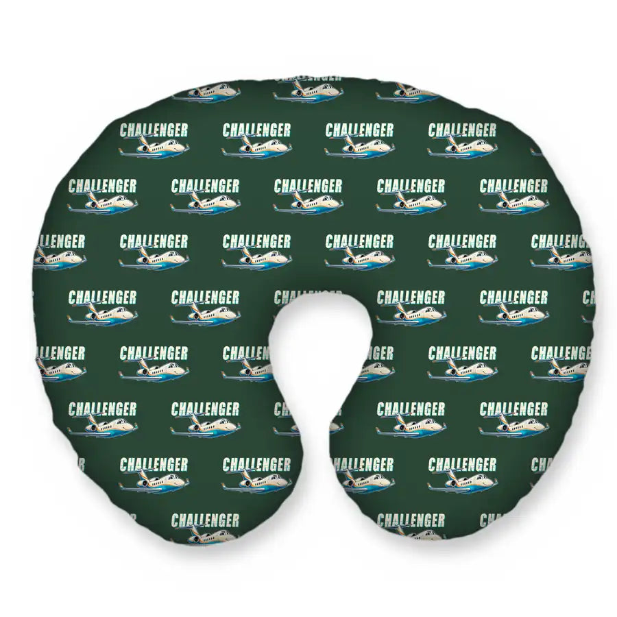 Bombardier Challenger 601 - Cartoon Seamless - Travel Pillow - Alpine Green