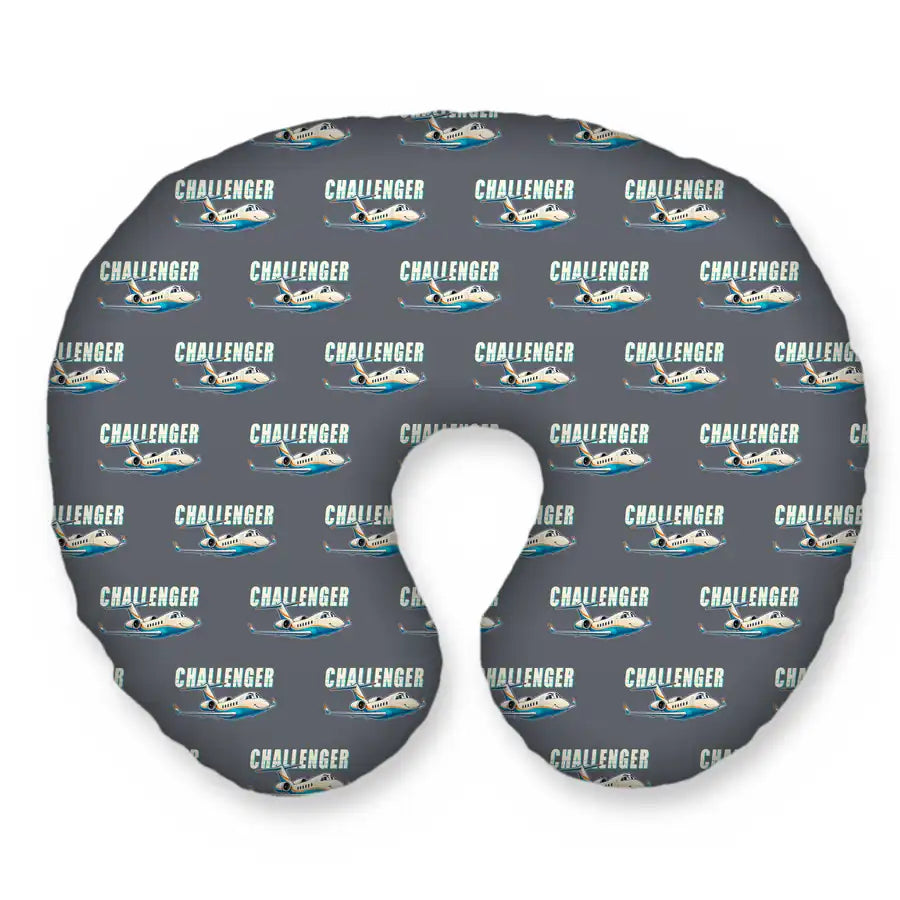 Bombardier Challenger 601 - Cartoon Seamless - Travel Pillow - Grey