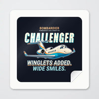 Thumbnail for Bombardier Challenger 601 - Cartoon - Square Sticker - Peel