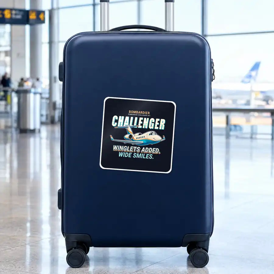 Bombardier Challenger 601 - Cartoon - Square Sticker - Suitcase
