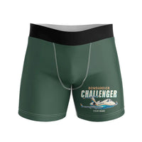 Thumbnail for Bombardier Challenger 601 - Men Boxers - Cartoon + Name - Dark Green