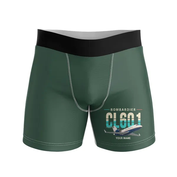 Bombardier Challenger 601 - Men Boxers - Original + Name - Dark Green