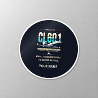 Thumbnail for Bombardier Challenger 601 - Original + Name - Circle Sticker - Close-up