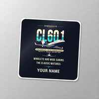 Thumbnail for Bombardier Challenger 601 - Original + Name - Square Sticker - Close-up