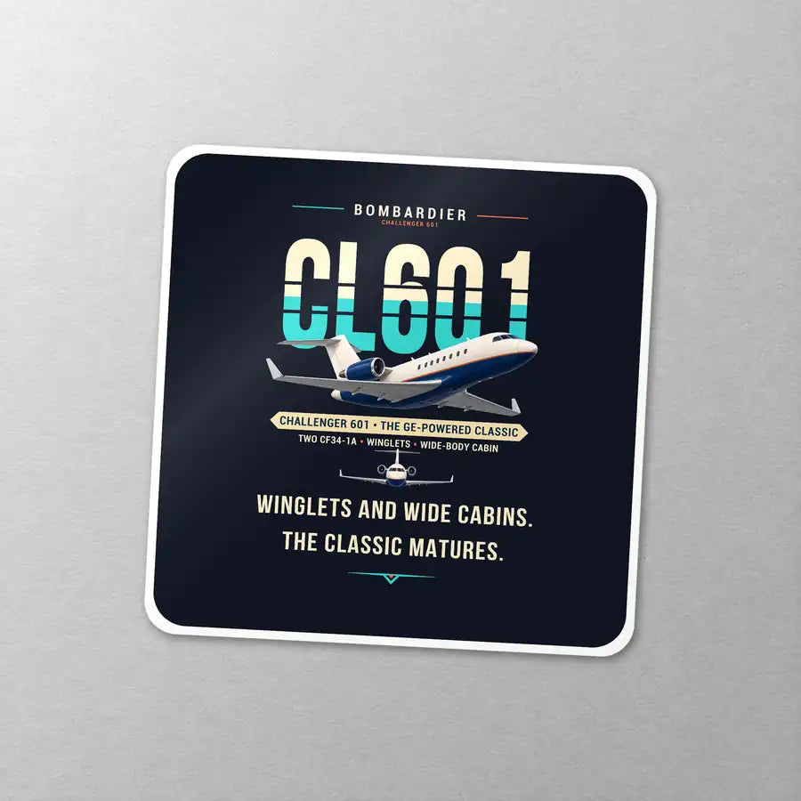 Bombardier Challenger 601 - Original - Square Sticker - Close-up