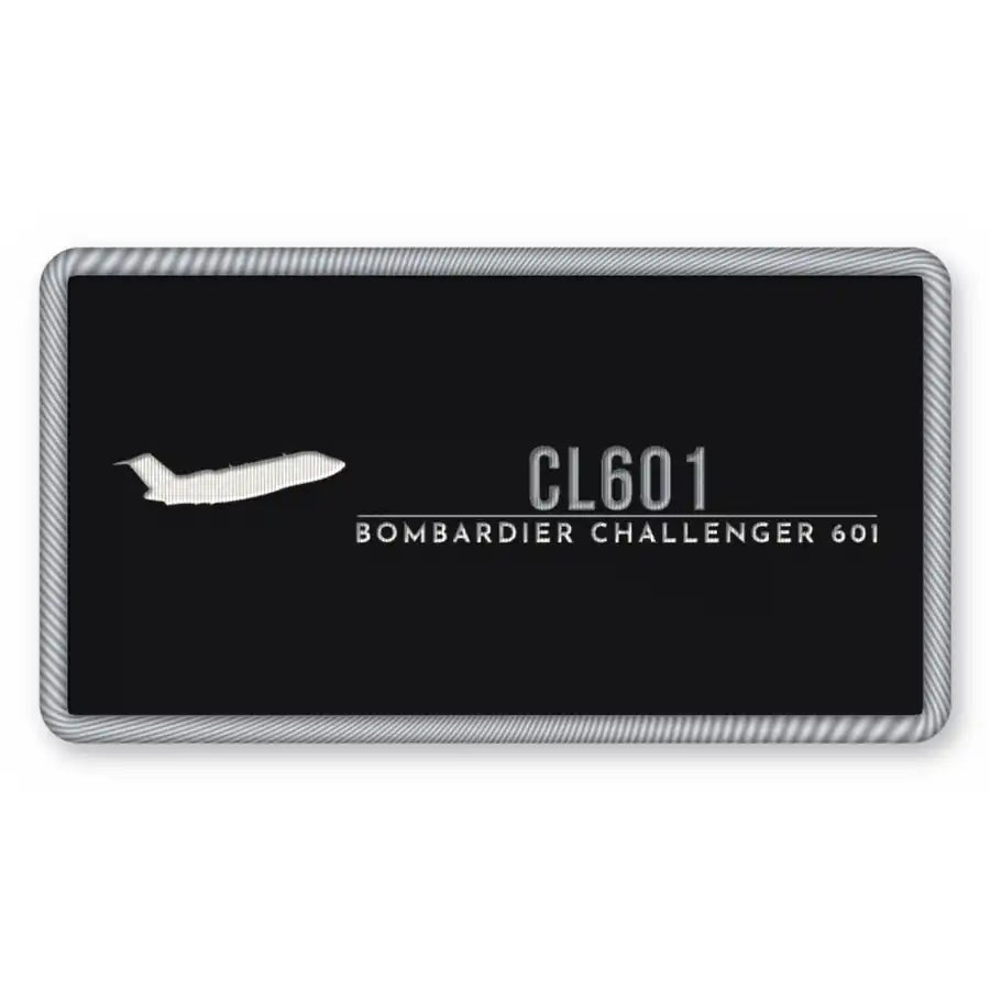 Bombardier Challenger 601 Patches - Rectangle - Black Silver
