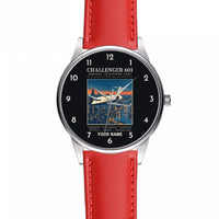 Thumbnail for Bombardier Challenger 601 - Poster + Name - Leather Strap - Red Leather Strap
