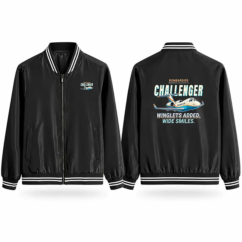 Bombardier Challenger 601 Stylish Jackets - Baseball Collar - Cartoon - Black