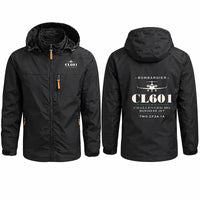 Thumbnail for Bombardier Challenger 601 Stylish Jackets - Hooded Windbreaker - Heritage - Black