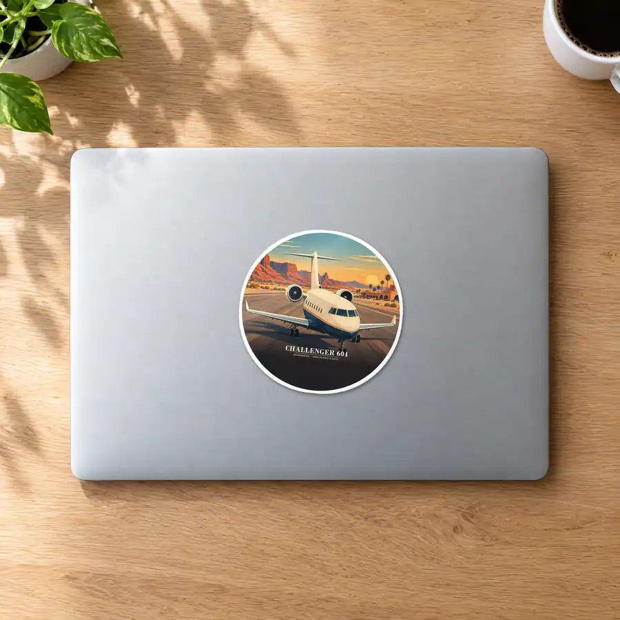 Bombardier Challenger 604 - 3D - Circle Sticker - MacBook