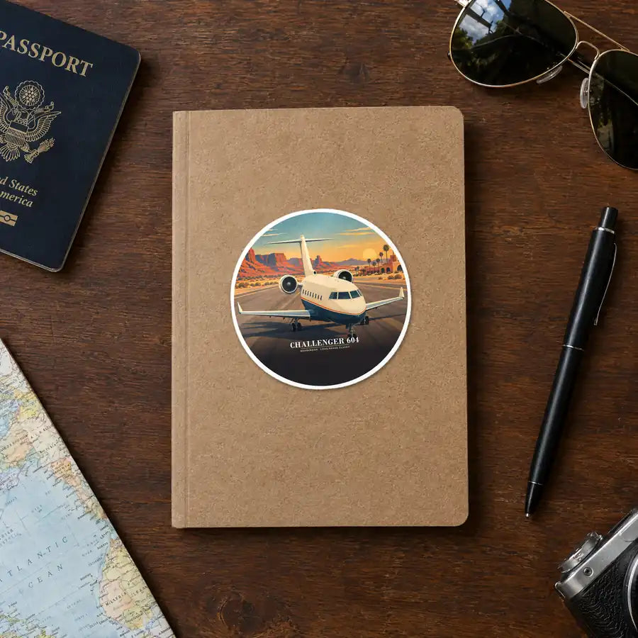 Bombardier Challenger 604 - 3D - Circle Sticker - Notebook