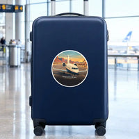 Thumbnail for Bombardier Challenger 604 - 3D + Name - Circle Sticker - Suitcase