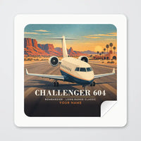 Thumbnail for Bombardier Challenger 604 - 3D + Name - Square Sticker - Peel