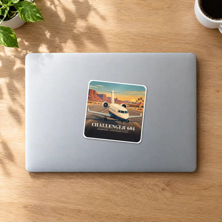 Bombardier Challenger 604 - 3D - Square Sticker - MacBook