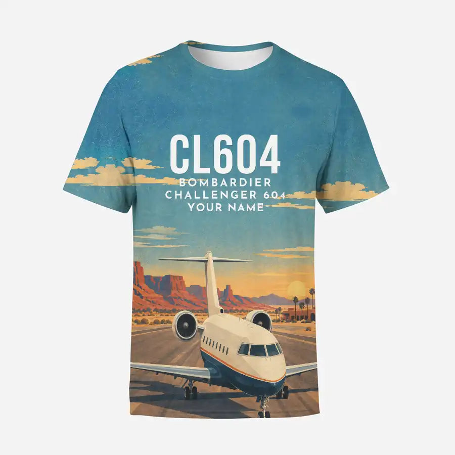 Bombardier Challenger 604 3D All-Over Print Clothing - T-Shirt - 3D + Name