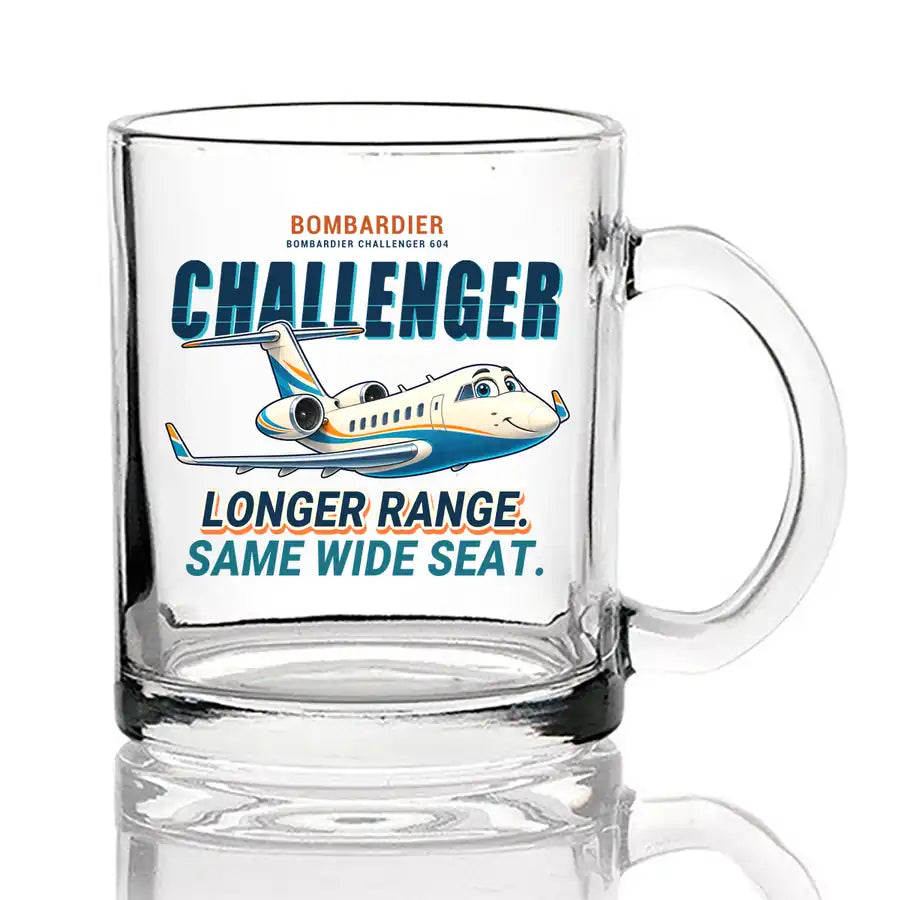 Bombardier Challenger 604 - Cartoon - Coffee & Tea Glass