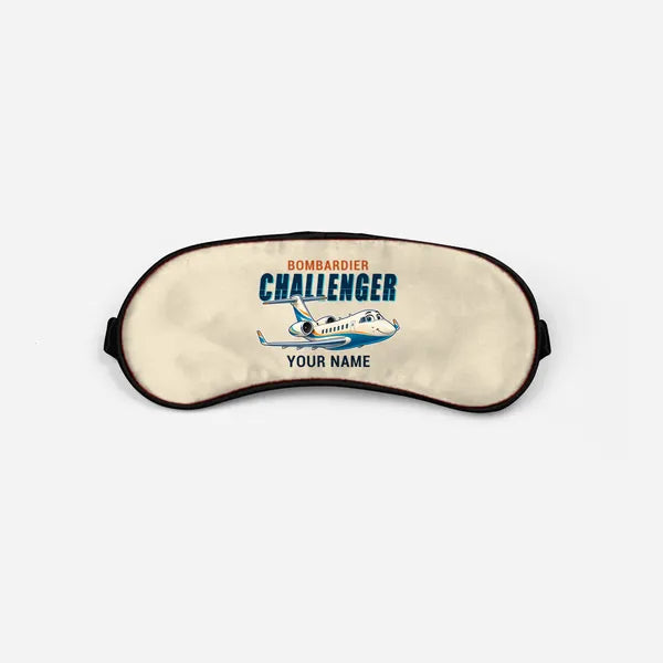 Bombardier Challenger 604 - Cartoon + Name - Sleep Mask - Beige