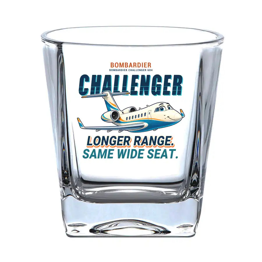 Bombardier Challenger 604 - Cartoon - Whiskey Glass