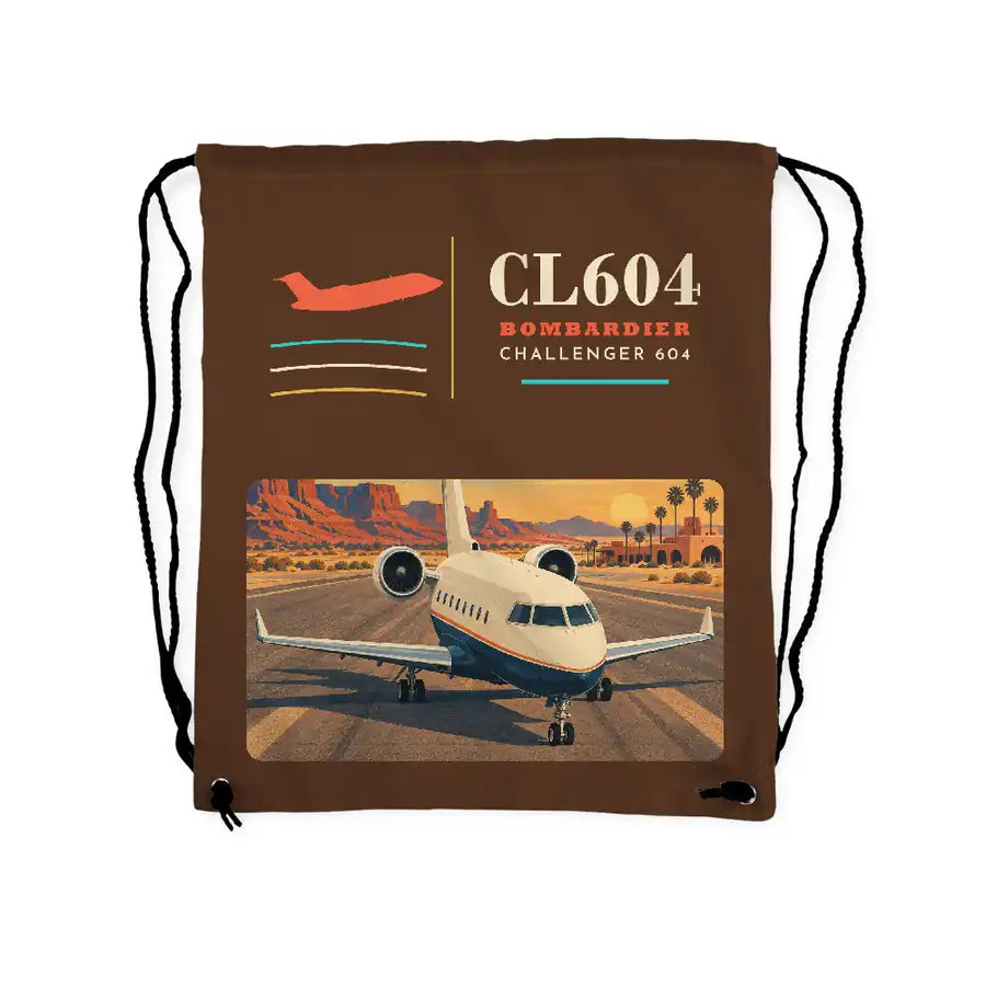 Bombardier Challenger 604 - Drawstring Bag - Classic - Brown