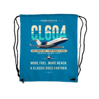 Thumbnail for Bombardier Challenger 604 - Drawstring Bag - Original - Light Blue