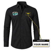 Thumbnail for Bombardier Challenger 604 - Long Sleeve Shirt - Original - Black + NAME