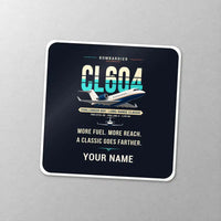 Thumbnail for Bombardier Challenger 604 - Original + Name - Square Sticker - Close-up