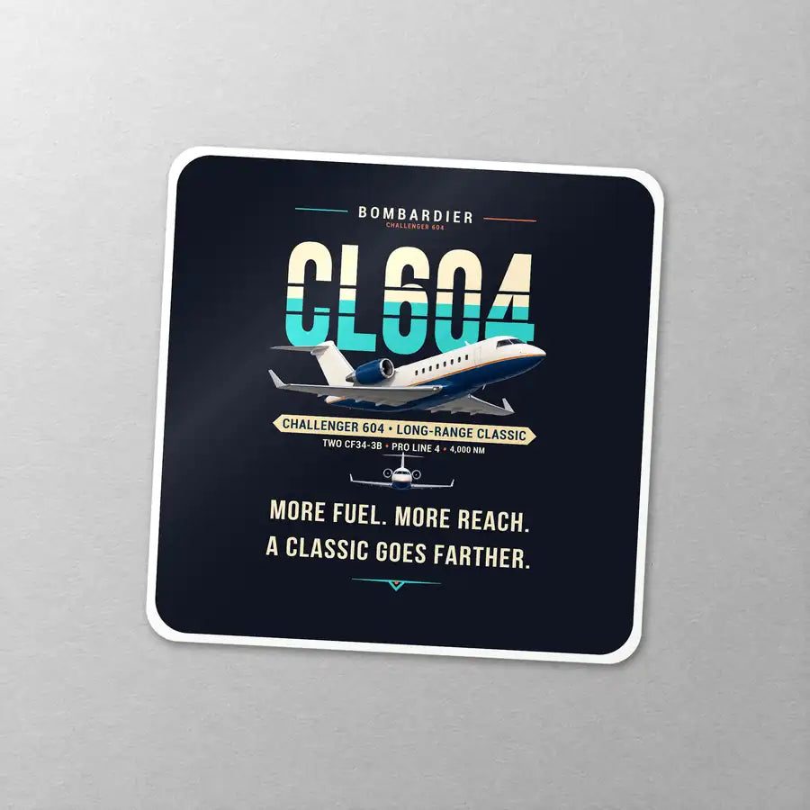 Bombardier Challenger 604 - Original - Square Sticker - Close-up