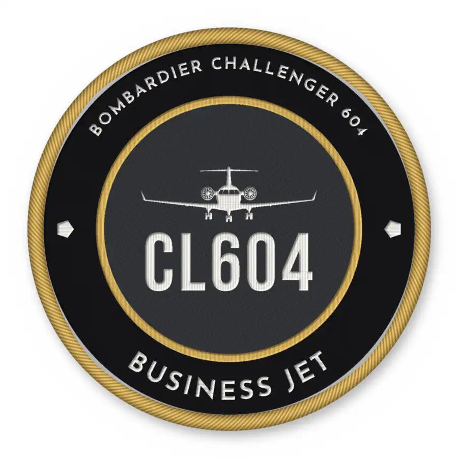 Bombardier Challenger 604 Patches - Circle - Black Gold